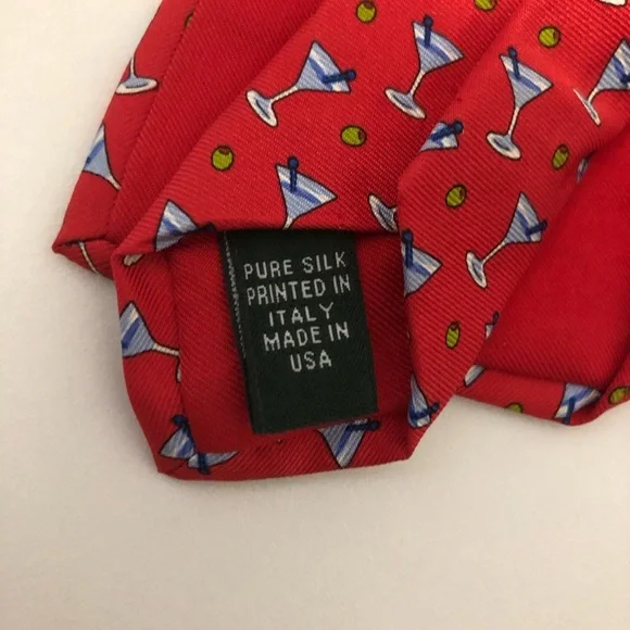 Brooks Brothers Country Club 100% Silk Red Martini Glass Tie - Picture 5 of 5